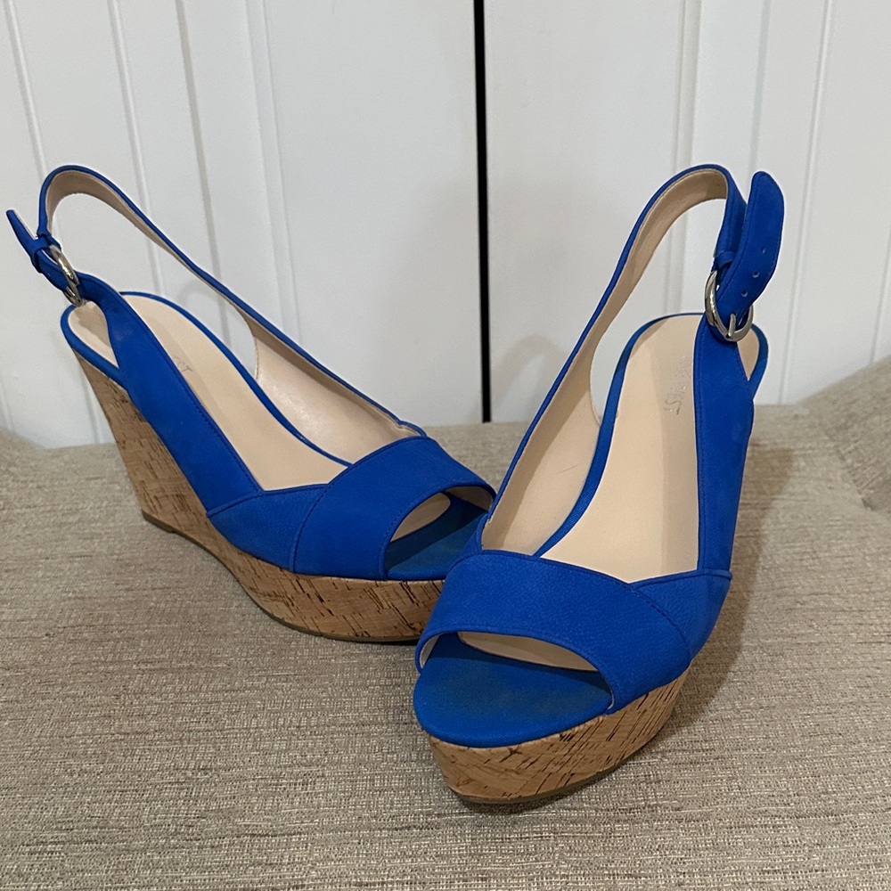 Nine West Royal Blue Wedge Sandals